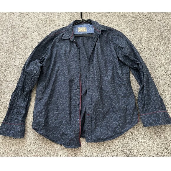 Vintage Italia Reserved Stock Men's Button-Down Shirt Navy Blue Cotton XL - Picture 7 of 7